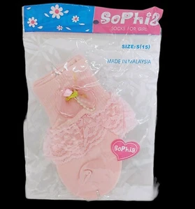Sophia Ruffled White Dressy Socks Girls Size S (15) - Malaysia 100% Nylon - Picture 1 of 5