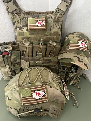 Military Combat American Flag Kansas City Chiefs Football Patch Vlcro Cover