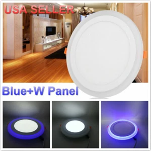 4/6 Inch 6w+3w/12w+4W Blue+W Color Recessed LED Panel Light Round USA SELLER - Picture 1 of 8