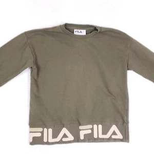 Fila Sweatshirt Crewneck Logo Hem Size S Olive Green Streetwear Pullover - Picture 1 of 8