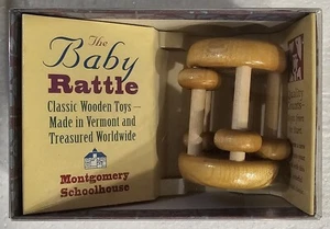 NEW Montgomery Schoolhouse Classic Hardwood 2.75" Baby Rattle Wooden Toy  - Picture 1 of 3