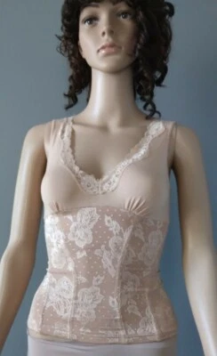 Femina Women Slenderness Control Underwire Camisole Top Floral Beige SzS R. I. - Image 1 of 4