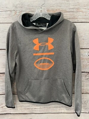 Under Armour Gray/Orange Hoodie COLDGEAR Loose Fit EUC Boy's Size XL - Image 1 of 4