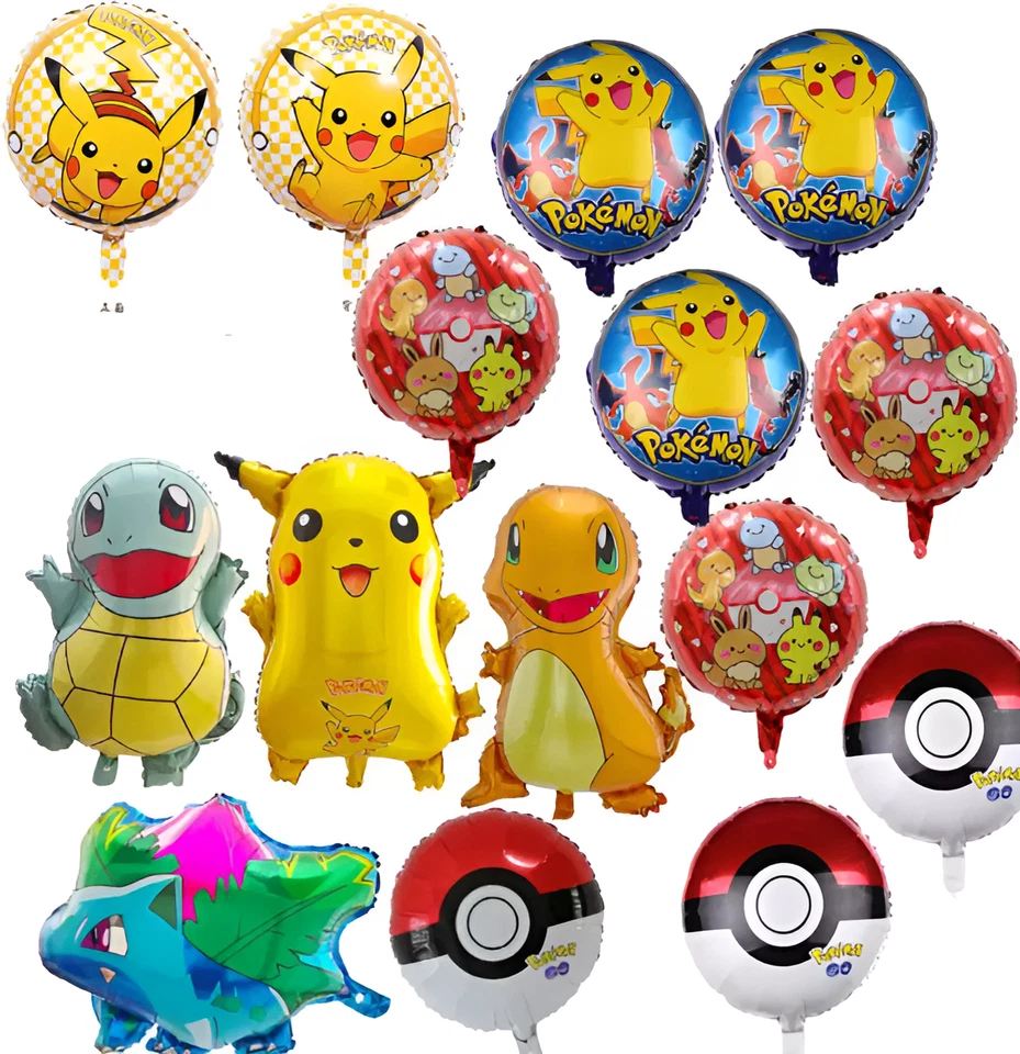 15 Piezas Globos 18"" Pokemon Globos de Lámina de Dibujos Animados para Niños Fiesta Cumpleaños Decoración Foto 1 de 4