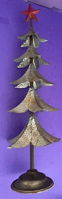 Vintage Folk Art Rustic Tall Metal Christmas Tree Table Top Decor 28” SALE! - Image 1 of 4