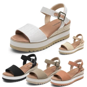 Women Comfortable Espadrille Sandals Ankle Strap Open Toe Casual Shoes - Picture 1 of 37
