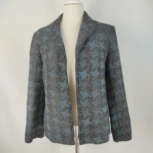 Formation Women Jacket Size 14 Black Blue Pattern Zip Front Smart Casual - Bild 1 von 11