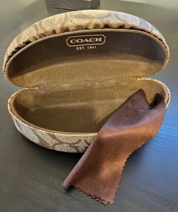 Coach Sunglasses Case with Cloth - Signature C Logo Hard Clamshell Tan Brown - Picture 1 of 10