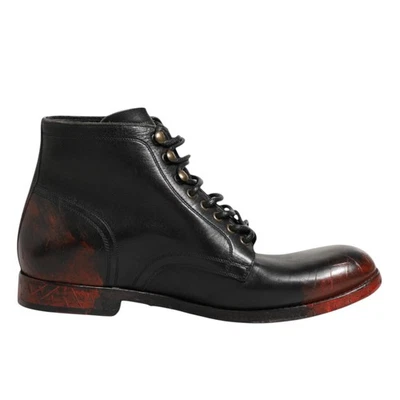 DOLCE & GABBANA Zapatos Negro Rojo Botines Cortos con Cordones EU41.5 / US8.5 1050usd Foto 1 de 4
