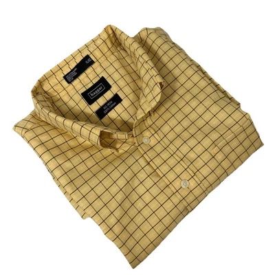 Haggar Men's Dress Shirt Medium No Iron 100% Cotton Yellow - Image 1 of 4