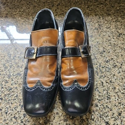 Zapato Oxford De Colección Johnny Carson Dos Tonos Peregrino Negro/Marrón Punta de Ala Para Hombres 10.5 M Foto 1 de 4