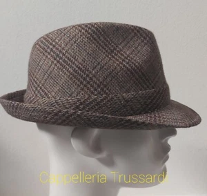 CAPPELLO UOMO TESSUTO GRIGIO MARRONE SCOZZESE LANA MADE IN ITALY MISURA 59 - Imagen 1 de 4