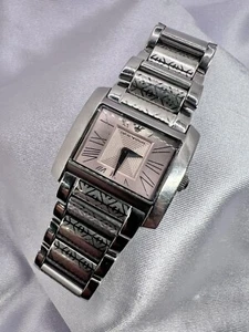 Women’s Silver Stainless Steel squared Emporio Armani Watch Classic Elegant - Picture 1 of 13
