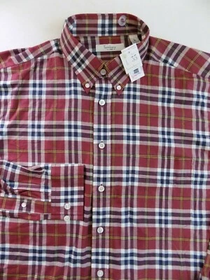 NEW TURNBURY Mens Dress Shirt 35 LARGE Red Plaid Tartan Long Sleeve Check NWT - Image 1 of 4