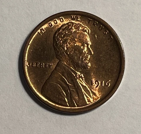 Error 1916 Lincoln cent  (#12392) Choice BU+ Interesting diagonal rev. plan Cover