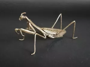 Bronze Mantis Ornament Japanese Tea Ceremony Art Signed Amemiya Sosaku - Picture 1 of 8