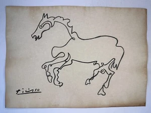 Pablo Picasso + COA Original Drawing Vintage Art Painting on Paper Signed - Picture 1 of 3