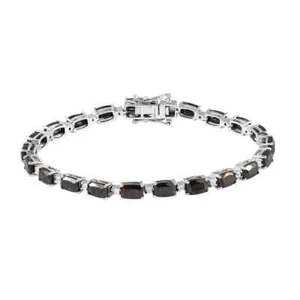 8.65ctw Elite Shungite & White Zircon Bracelet Platinum Plated Sterling 7.25" - Picture 1 of 2