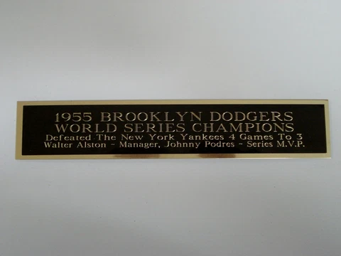 1955 Brooklyn Dodgers World Series Nameplate For A Baseball Bat Case 1.5 X 6 Cover