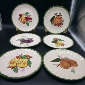 6-8''DIAMETER PLATES BLUE RIDGE SOUTHERN POTTERIES HAND PAINTED UNDER GLAZE - Picture 1 of 9