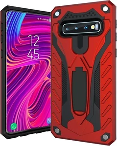 For Samsung Galaxy 10 Plus Case with Stand, Bumper Military Grade,Shockproof-Red - Picture 1 of 8