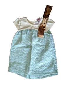 Aqua blau Top Öse mit seidigem Band von Tahari Girl Größe 5T - Bild 1 von 6