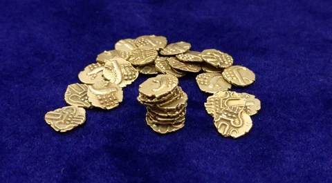Indo-Dutch Gold Fanam Kingdom of Cochin 1795-1850 14k .585 .375 Gram Coins KM 10 Cover