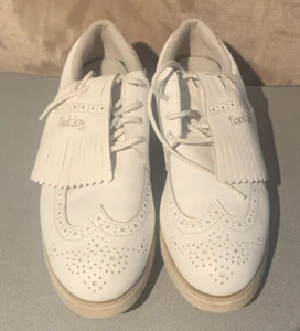 Footjoy Softjoy Golf Shoe Sneaker Women 7M Wingtip Kiltie 98368 W Spikes White - Picture 1 of 5