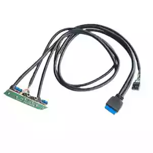 19 Pin Dual USB 3.0 3,5 mm HD Audio 90 Grad abgewinkelte Hülle Frontplattenkabel 72 mm - Bild 1 von 5