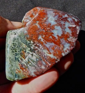 Red Plume Achat geschliffen mit auffälligen Federn & Farben 158 Gramm - 5,6 Oz Mexiko - Bild 1 von 12