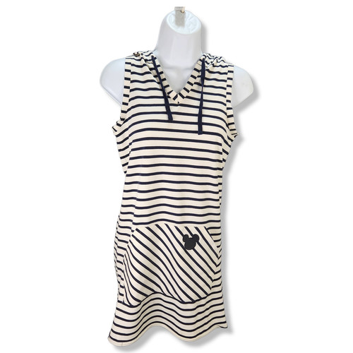 VETEMENTS Abito Junk Food Disney donna Xsmall blu righe bianche con cappuccio tasca accademia