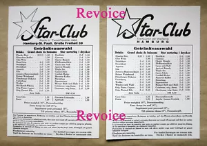 STAR-CLUB Getränkekarten von April 1962 (The Beatles) + Januar 1964 - Bild 1 von 5