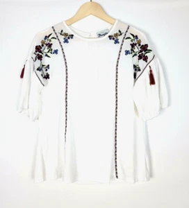 Top campesino boho borla ganchillo foral Wrangler nuevo con etiquetas para mujer talla pequeña - Imagen 1 de 5