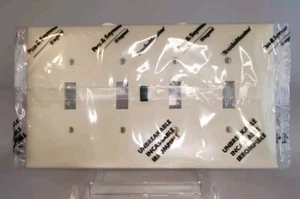Light Almond Cover 4 PLACE SWITCH WALL Plate ELECTRICAL PASS & SEYMOUR UNBREAKBL - Picture 1 of 3