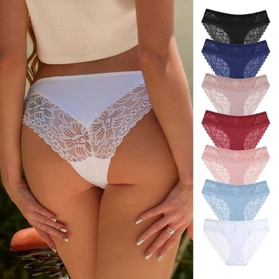 1 Or 3 Pack Women Sexy Lace French Knickers Boxer Briefs Underwear Pants UK 8-12 - Image 1 of 4