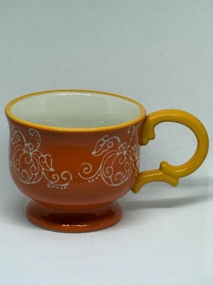 Temptations By Tara-Floral Lace-10oz-Orange Pumpkins Footed Mug - Image 1 of 4