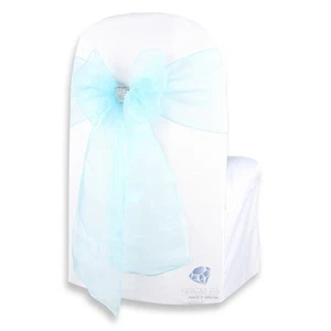 20 pcs Organza Chair Cover Bow Sash 108"x8" - Turquoise - w/ Bow Covers cr - Picture 1 of 5
