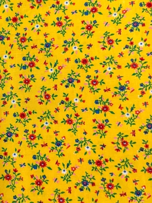 Yellow Calico Fabric Ditsy Floral Vintage Quilting Cotton Small Flowers 34.5x43” - Image 1 of 4