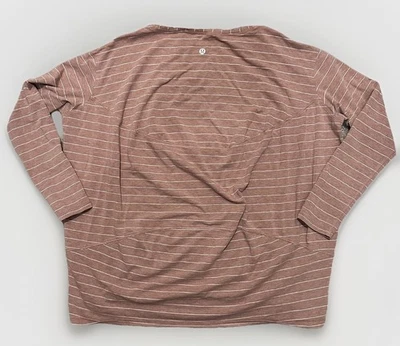 Camisa Lululemon Back In Action Manga Larga 6 Especias Chai Algodón Relajado Rayas Foto 1 de 4