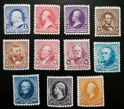 Conjunto de réplicas de colección de estampillas de Estados Unidos SC# 219-229 1890-93 edición regular Foto 1 de 2