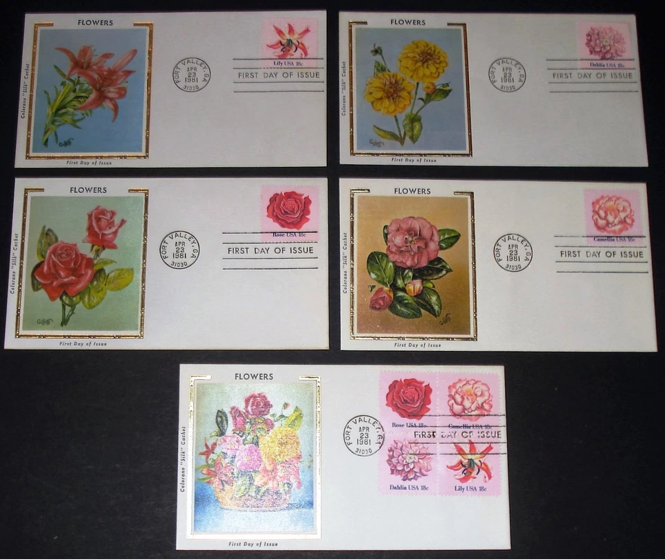 COLORANO #1876-1879, 1879a FLOWER ISSUE FDC SET OF 5 - Image 1 of 1