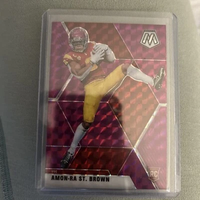 2021 Panini Mosaic Draft Picks - Mosaic Purple #48 Amon-Ra St. Brown 1/49 (RC) - Image 1 of 2