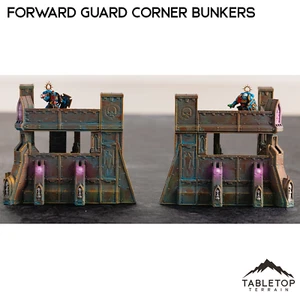 Par de búnkeres de esquina de guardia delantera - Mesa de juego de guerra gótico oscuro Grimdark - Imagen 1 de 10
