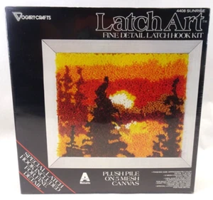 Vogart Crafts Latch Art Latch Hook Kit 4408 'SUNRISE' Vintage FACTORY SEALED BOX - Picture 1 of 3