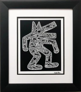 Keith Haring "PERRO" NUEVO ENMARCADO PERSONALIZADO - Placa de Arte Pop Firmada - Impresión Bruce McGAW - Imagen 1 de 3