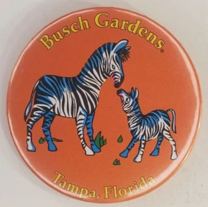 Vintage 1979 Busch Gardens Tampa Florida Pinback Button   Zebras - Picture 1 of 4