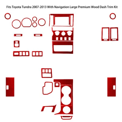 Kit completo de cubierta interior de fibra de carbono rojo 29 piezas para Toyota Tundra 2007-2013 Foto 1 de 4