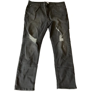 Asos Design Distressed Denim Jeans Mens Size 40X32 Black Grey Pockets Stretch - Picture 1 of 16