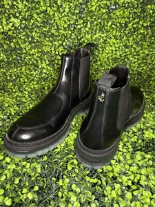 $1050 Jimmy Choo Boaz Box Calf Chelsea Boots Black Men's Size 44.5 / 11.5US - Picture 1 of 7