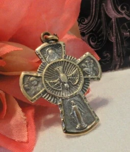 Katholische 4-Wege Taschen Bronze Kreuz Medaille/Anhänger mit Taube Einsatz ~ KOSTENLOSER Versand! - Bild 1 von 7